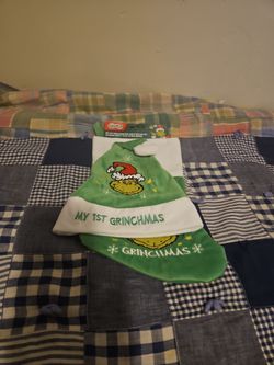 New The Grinch My First Christmas Hat and Stocking Set