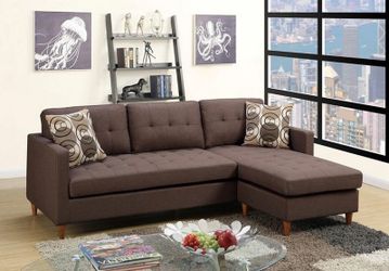 Brown sectional w chaise & 5pc dining set new