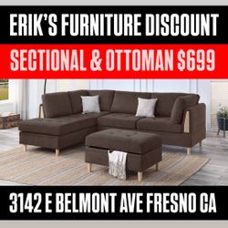 New Brown Sofá Sectional And Ottoman 