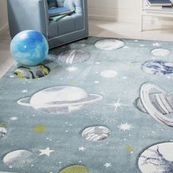 Kids Space Rug 8x10 – Planets & Galaxy Theme