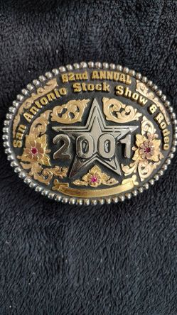 2001 San Antonio Stock Show And Rodeo Belt Buckle 