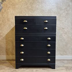 Black Tall Solid Wood 6-Drawer Dresser