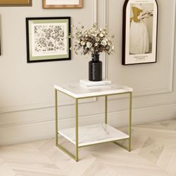 Faux Marble Side Table, End Table