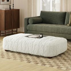 $340 NEW IN BOX ARTICLE BERKLEY 59" OTTOMAN FAUX SHEARLING TAUPE