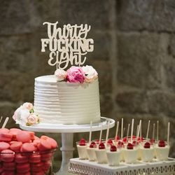 Decoraciones de feliz cumpleaños número 38, divertida decoración de pastel de diamantes de imitación