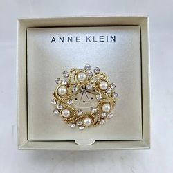 Anne KLEIN Vtg Gold TONE BROOCH