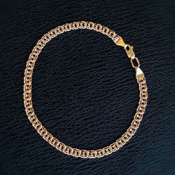 14k solid rose gold Swedish Double-linked bracelet 7.5”