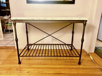 Crate & Barrel Kitchen Island, Carrera Marble, French 55"