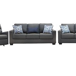 (NEGOTIABLE FULL SET) Kiessel Nuvella Sofa, Loveseat and Recliner set