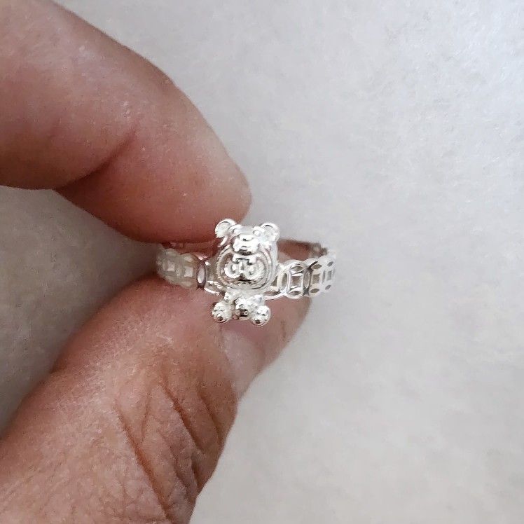 Labubu Teddy Bear Strawberry Outfit .925 Solid Sterling Silver Ring