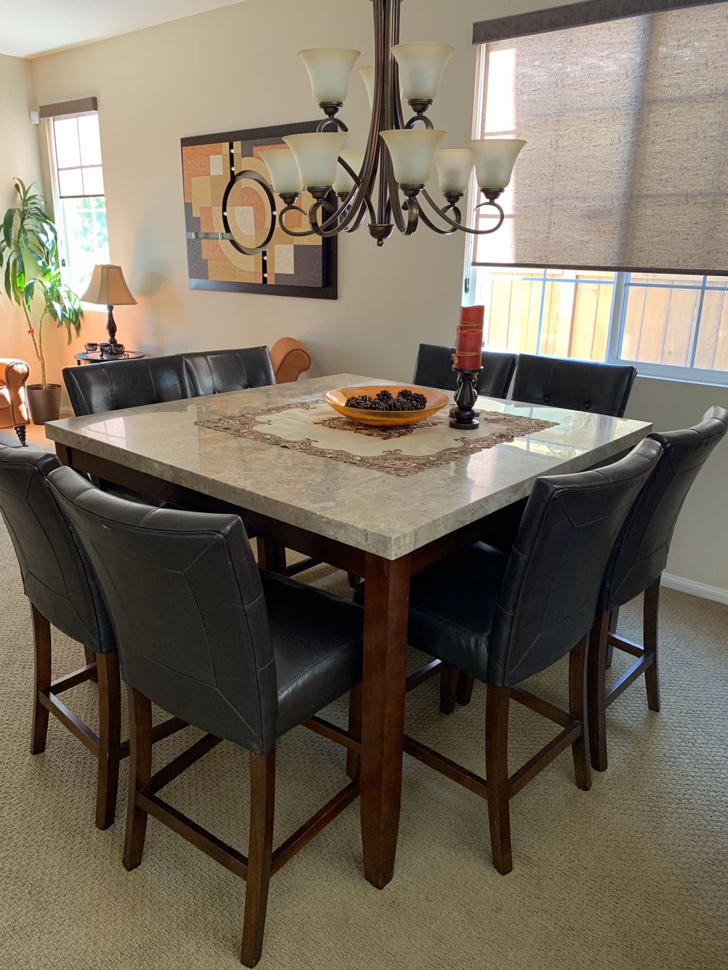 Dining set with marble table