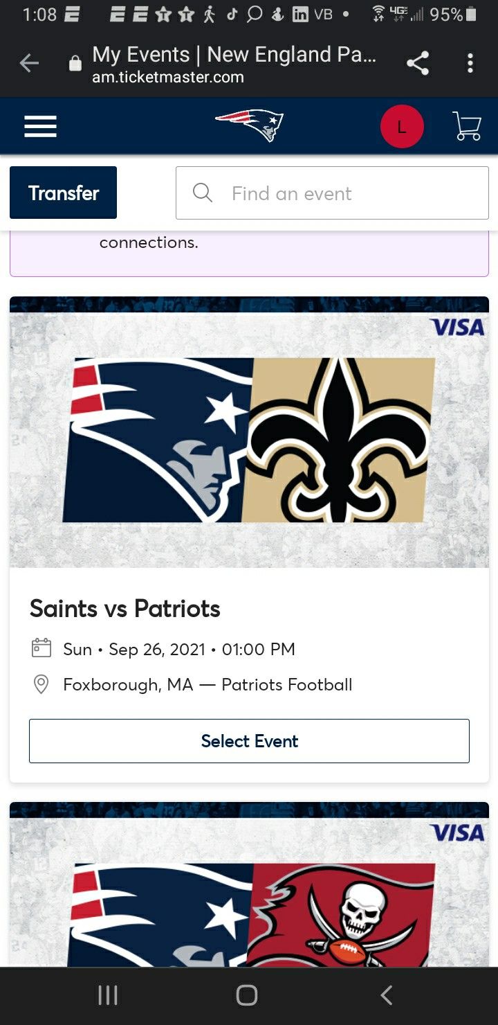 Patriots Saints  tix