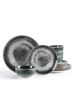 Sweejar Dinnerware Sets Service for 4,12 pcs Porcelain Plates and Bowls for Kitchen, Housewaring Gift,Chip and Scratch Resistant Dish Set,Handmade Dis