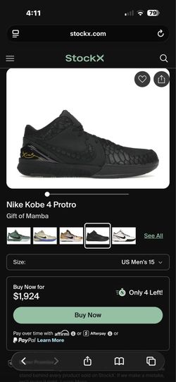 Nike Kobe 4 Protro “Gift of Mamba” Size 15