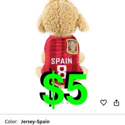 Vavious - Dog Shirt Pet World Cup Tee Shirt Dog Football Jersey Vest Breathable Mesh Cat Shirts Spain Printed Puppy Sleeveless Outfit Dogs Quick Dry S