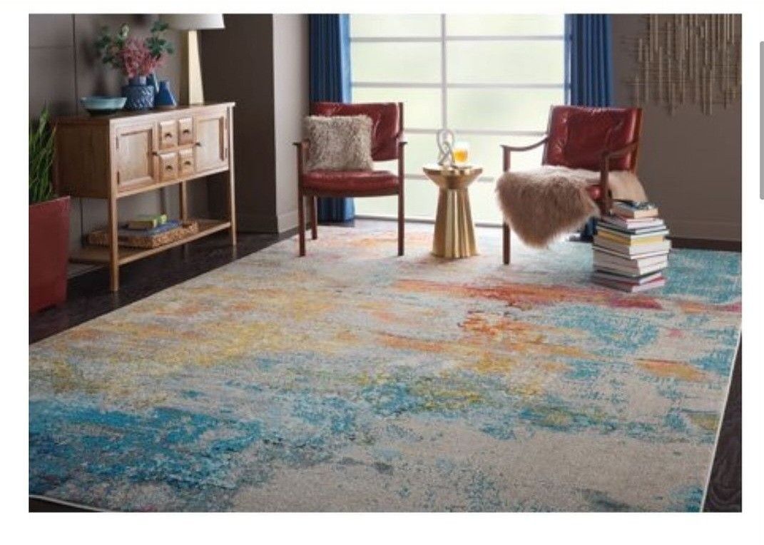 🌟🍓🍓 R18#6 ($130) Nourison Celestial Abstract Sealife Area Rug7x10
