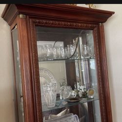 China Cabinet Glass Real Wood Lights