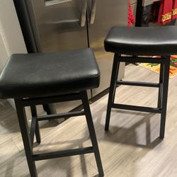 2 Bar stools brand new never used black Wood Naugahyde tops