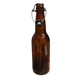 Vintage Amber Brown Beer Bottle With Flip Top Approx. 9.5 Inches 