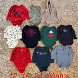 Baby Clothes Long Sleeves 12 months, 18 months, and 24 months