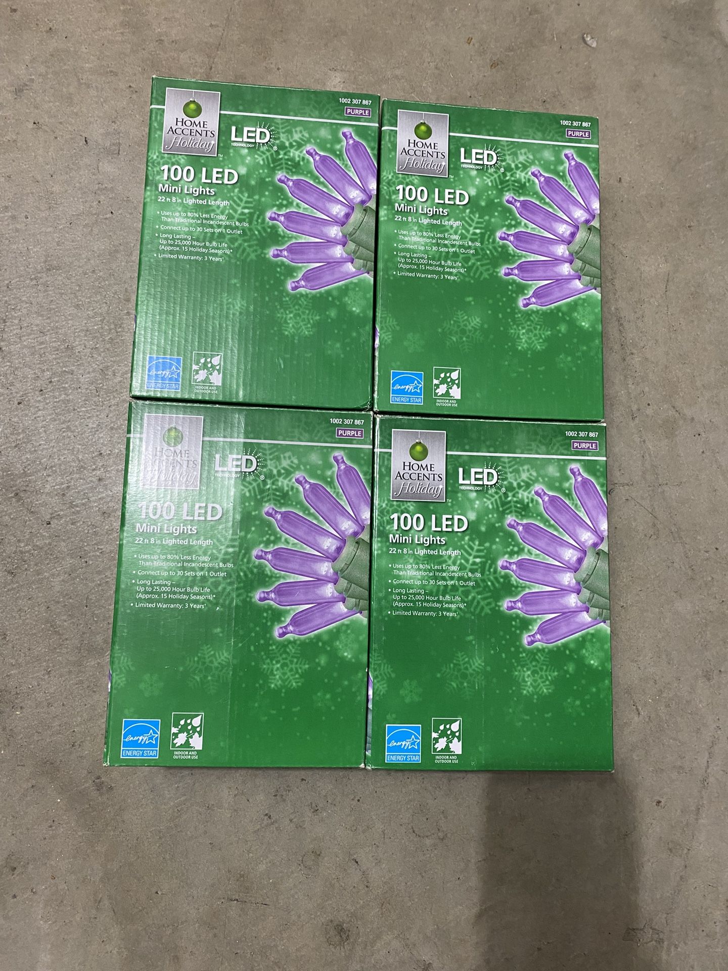 4 Boxes of Home Accents 100 Mini Purple Lights for Halloween