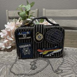 Viral Beaded Travel Passport Clutch w/Chain