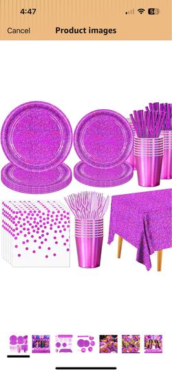 Pink Holographic Glittery Party Supplies