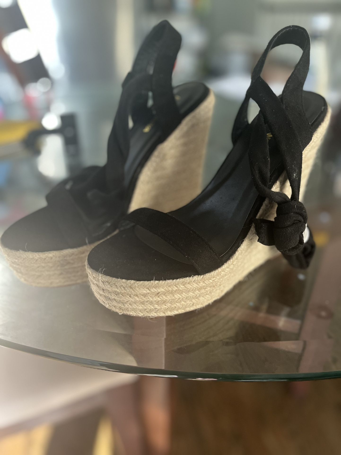 New Black Espadrilles Wedgeheel