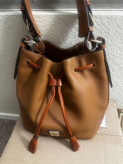 Dooney and Bourke R2077 Pebbled Leather Drawstring Bucket Bag
