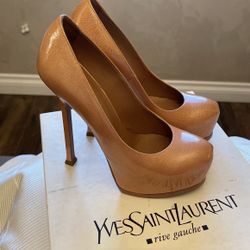 Ysl Light Cream/pink Heels 
