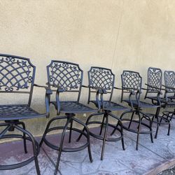 set of 7 cast aluminum outdoor bar stool 