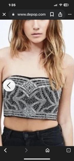 Kimchi Blue Beaded Black Velvet Bustier      Size M Women’s Clothing