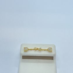 New 14k Solid Gold Diamond Arrow Earrings 