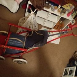 Vintage Child Baby Stroller By Columbia Tuk- A- Way Metal Folding 1940s.