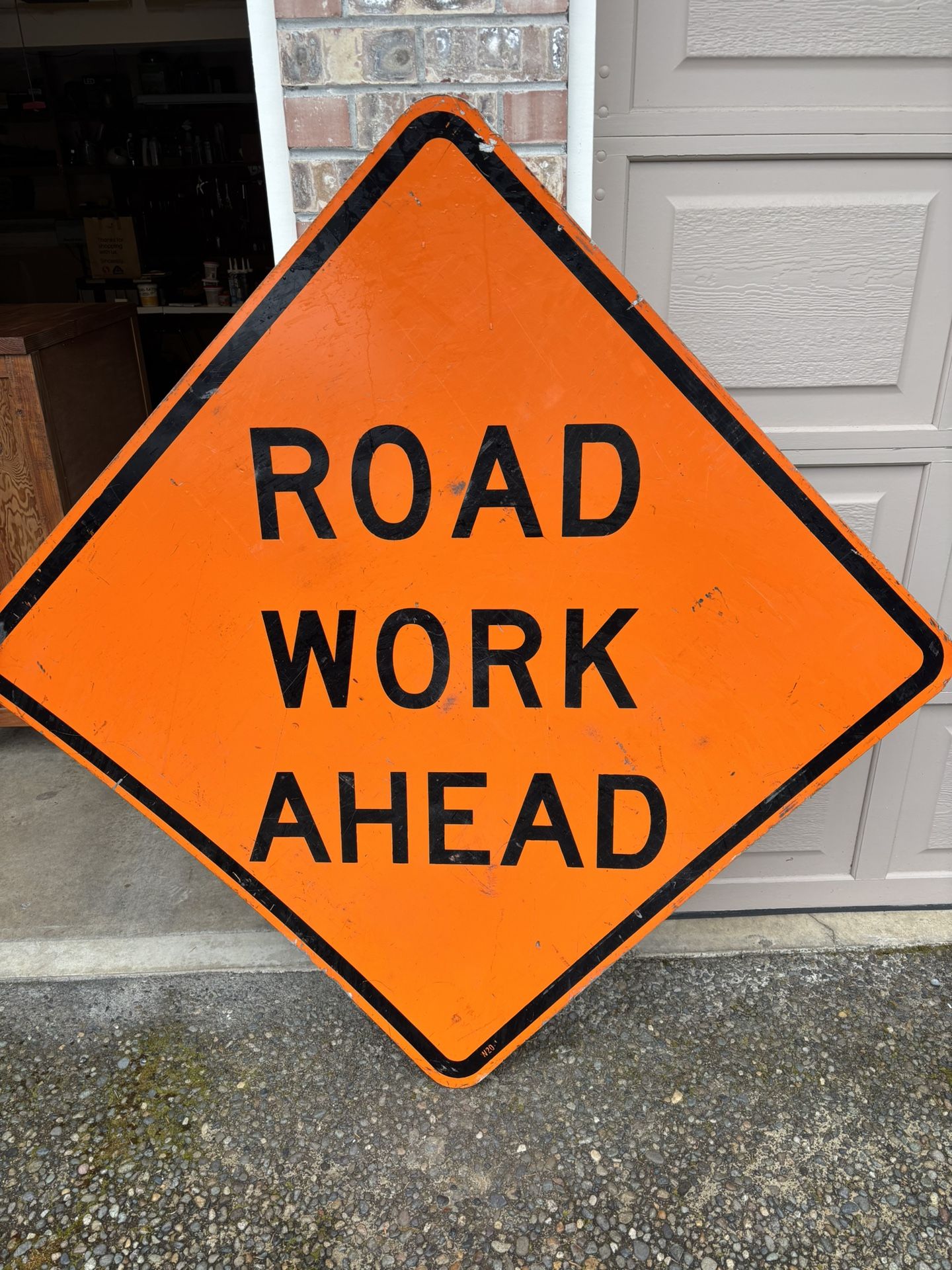 Road Work Ahead Metal Sign (48”)
