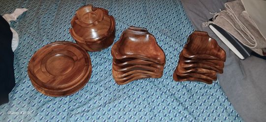 Vintage Monkey Pod Wood Leaf Bowl – Hand Carved Serving Dish, Mid Century Snack Tray