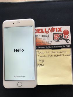 Iphone 6 plus silver 128gb unlocked t-mobile metro pcs at&t cricket