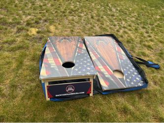 CornholeGamesUSA Pro Cornhole Boards Set | Made in USA | 3/4 Baltic Birch | No Bounce | Triple Thick Legs | Two Brace & Handles, Tournament 2x4 Regula
