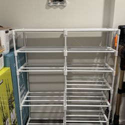7-Tier White Metal Tall Shoe Rack (fits 24-30 pairs)