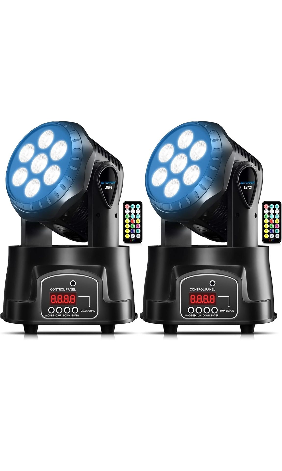 BETOPPER Moving Head Dj Lights,7 x 8W RGBW Stage Lighting Mini Moving Head, DMX DJ Lights Remote Control Sound Activated, Mini Moving Heads Wash Light