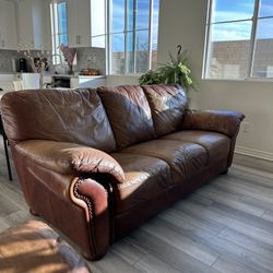 Brown Coffee Leather Sofa Couch  $300 OBO