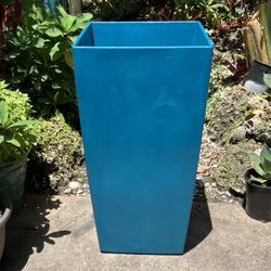 30” Turquoise Resin Planter/Pot: 15.25”W x 15.25”D x 29.75”H-$60 each