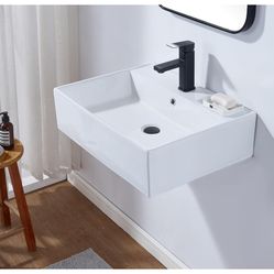 VESLA HOME Self Rimming Wall Mounted Bathroom Sink, 23" x 18" inch 208  $50