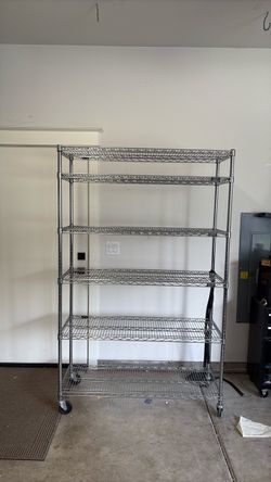 6-Tier Chrome Wire Shelving Unit on Wheels