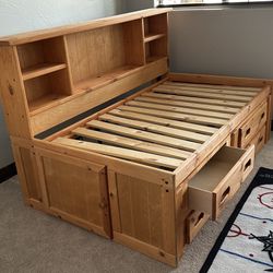 Twin Bed Frame With Bookcase