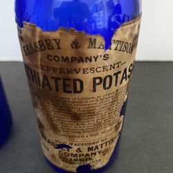 Antique  Vintage Blue Bottles