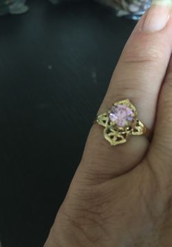 Pink cubic zirconia diamond ring