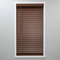 Eclipse 2in. Faux Wood Blinds, 35"W x 72"L in Dark Oak - Cordless Window Blinds, Certified Safe for Children & Pets, Light Filtering, Wand Tilt and Sm