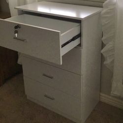Dresser, Storage Unit, White, W Lock