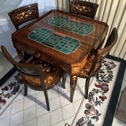 REDUCED SORRENTO ITALY WOOD GAME TABLE AND 4 CHAIRS 
